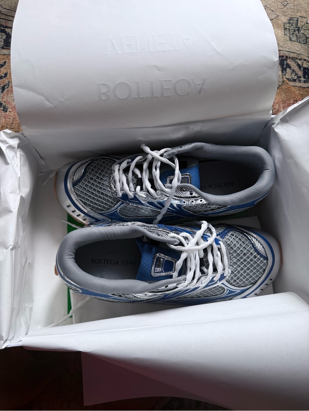 Bottega Veneta Blue & Gray Mesh Athletic Sneakers